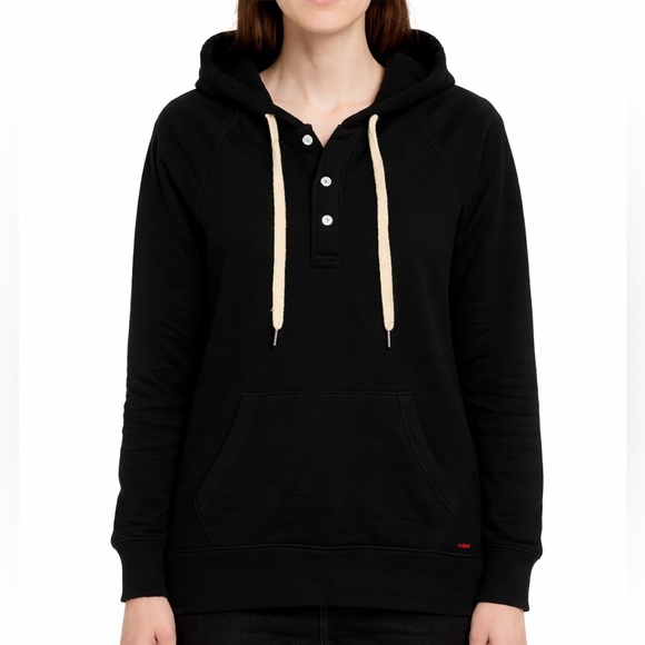 n:PHILANTHROPY Tops - n:Philanthropy Black Button Front Hoodie Shell Buttons Kangaroo Pocket NWT